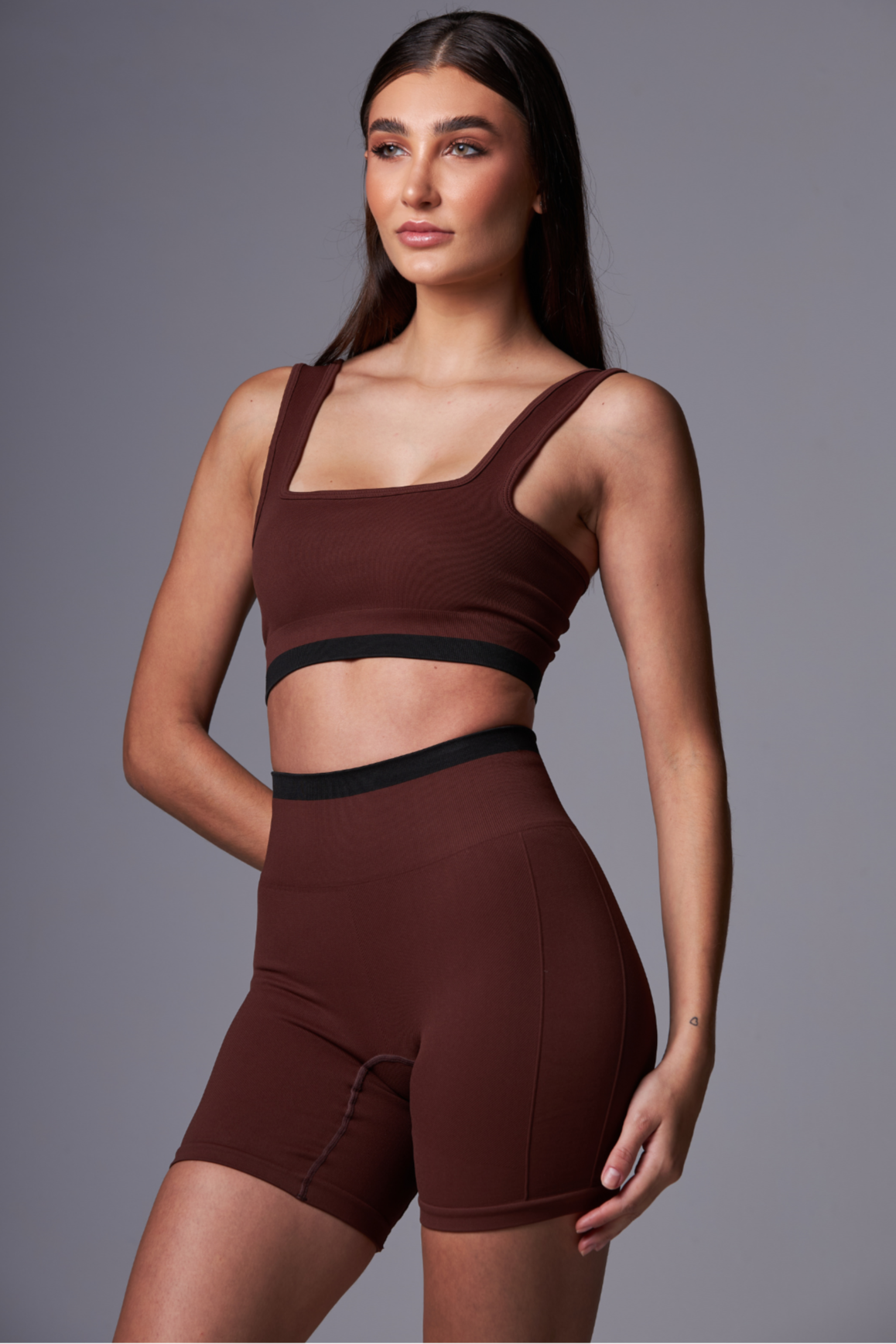 Top Stripe Seamless DarkBrown&Black