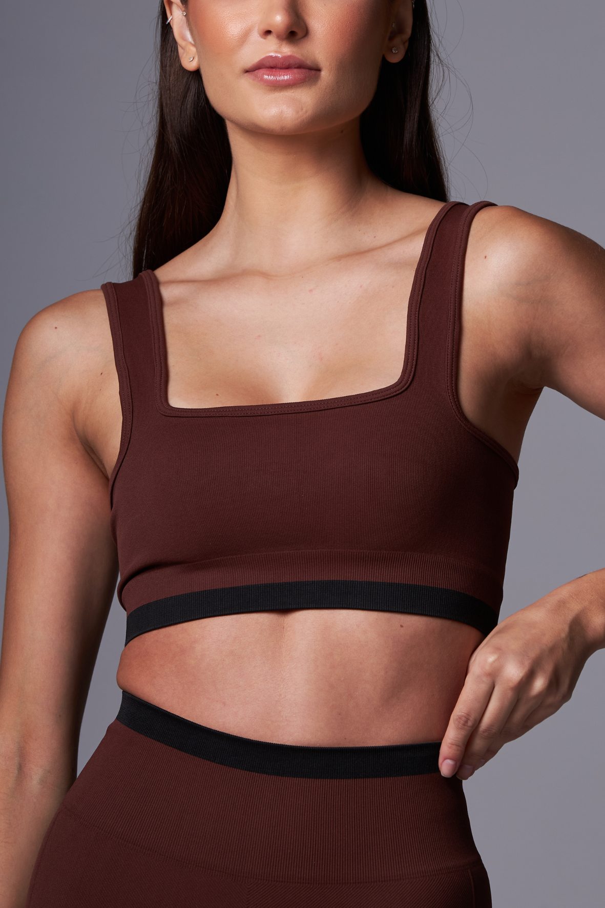 Top Stripe Seamless DarkBrown&Black