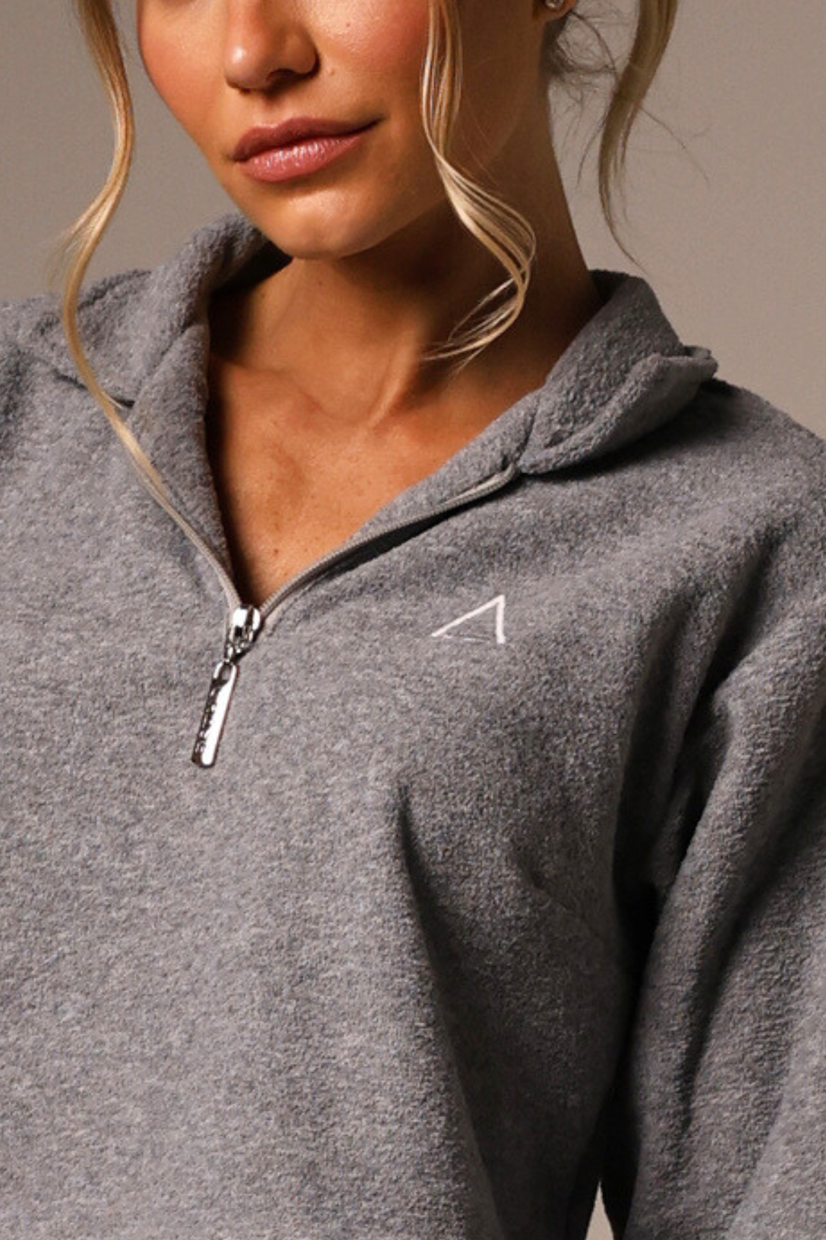 Long Sleeve Cropped Boucle Grey