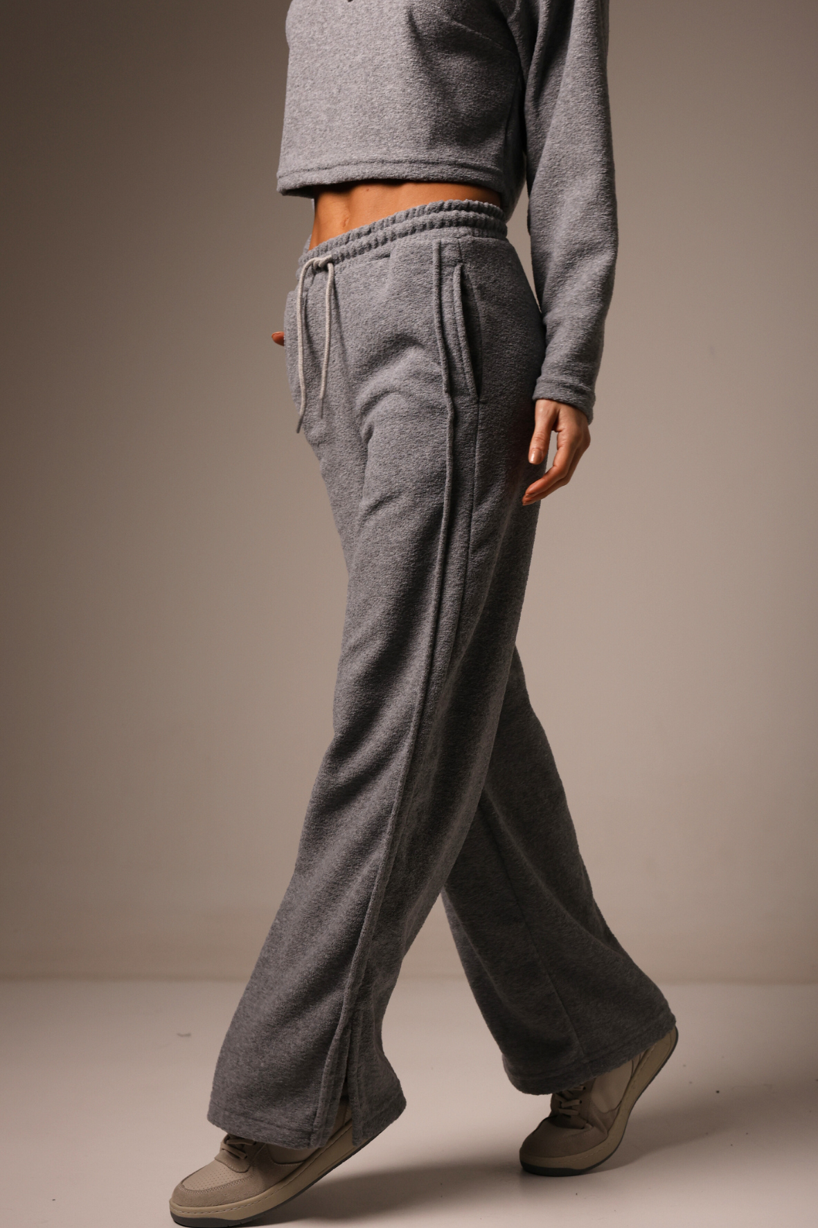 Wide Leg Boucle Grey