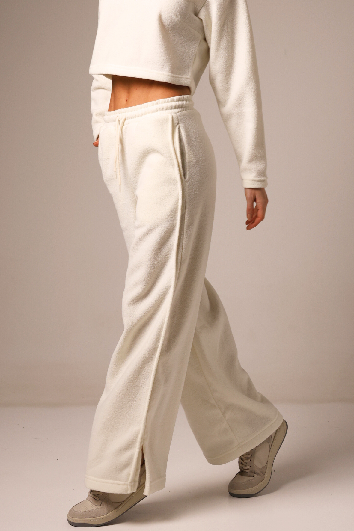 Wide Leg Boucle White