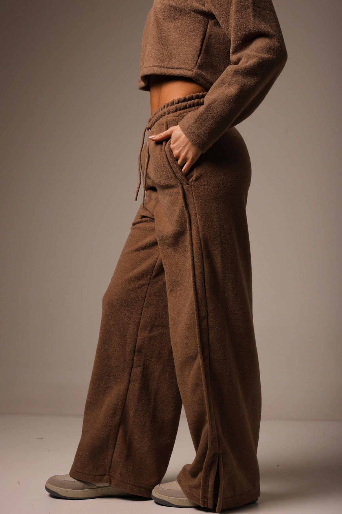Wide Leg Boucle Brown