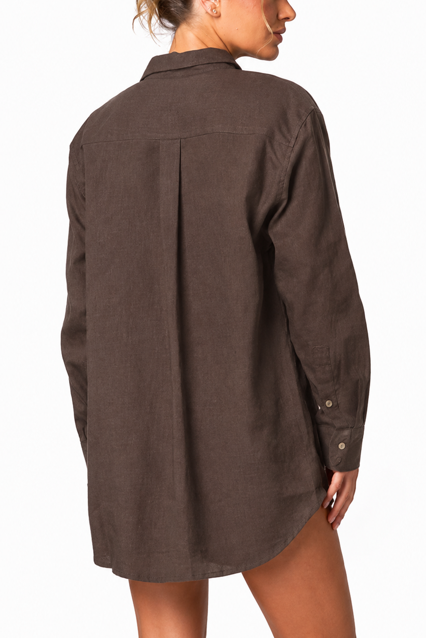 Shirt Pure Linho Chocolate Martini
