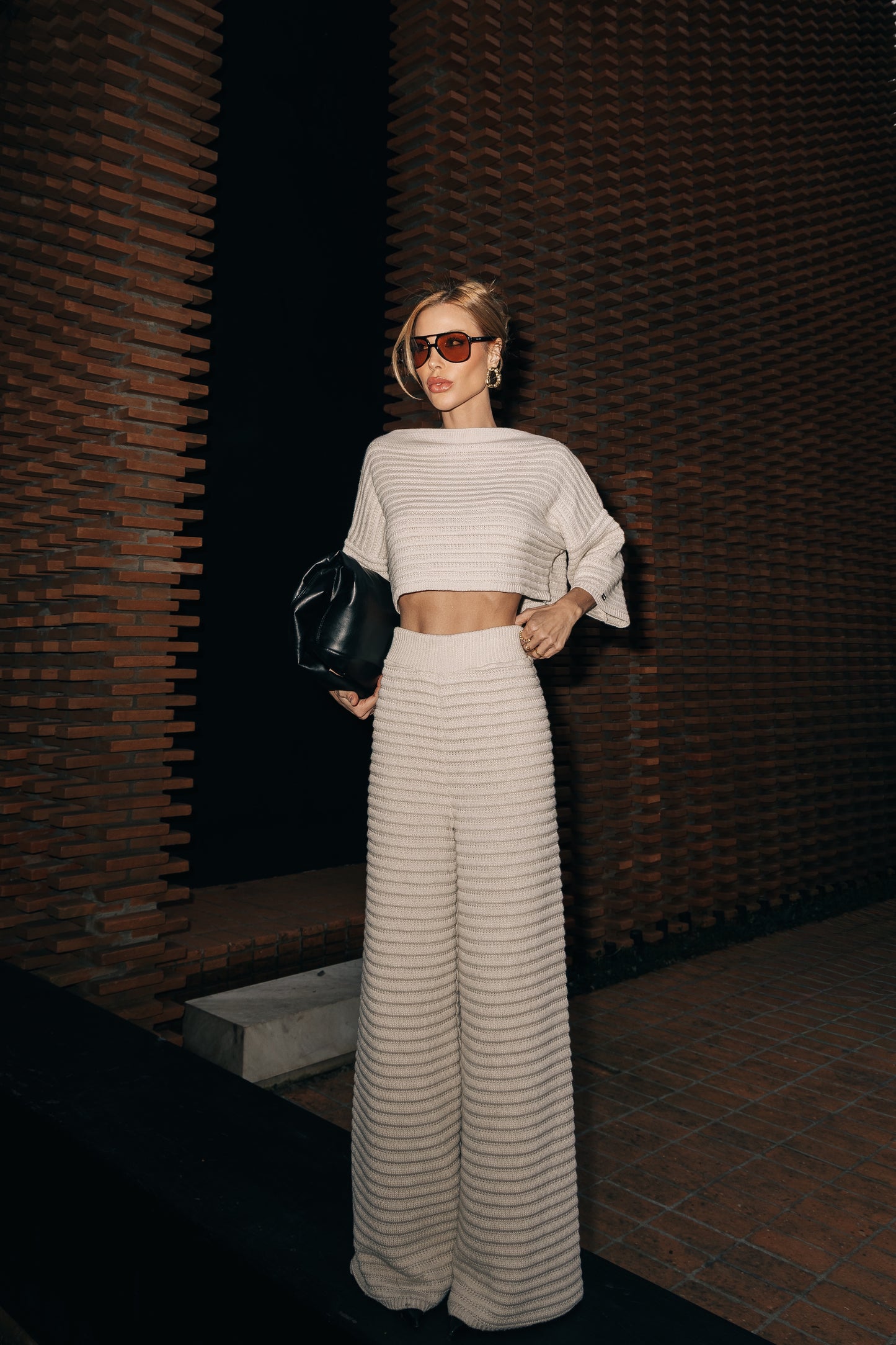 Tricot Wide Pants Off White