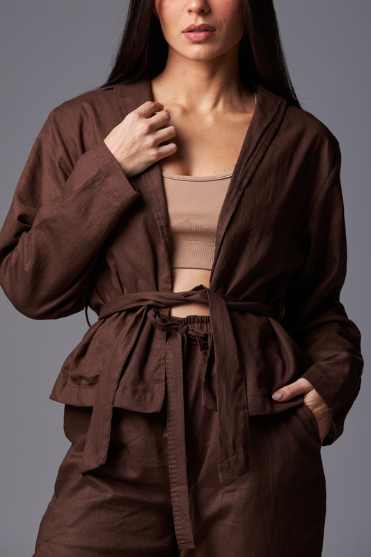 Kimono Linho Dark Brown