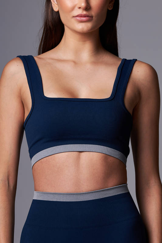 Top Stripe Seamless Azul Marinho&Rhodium