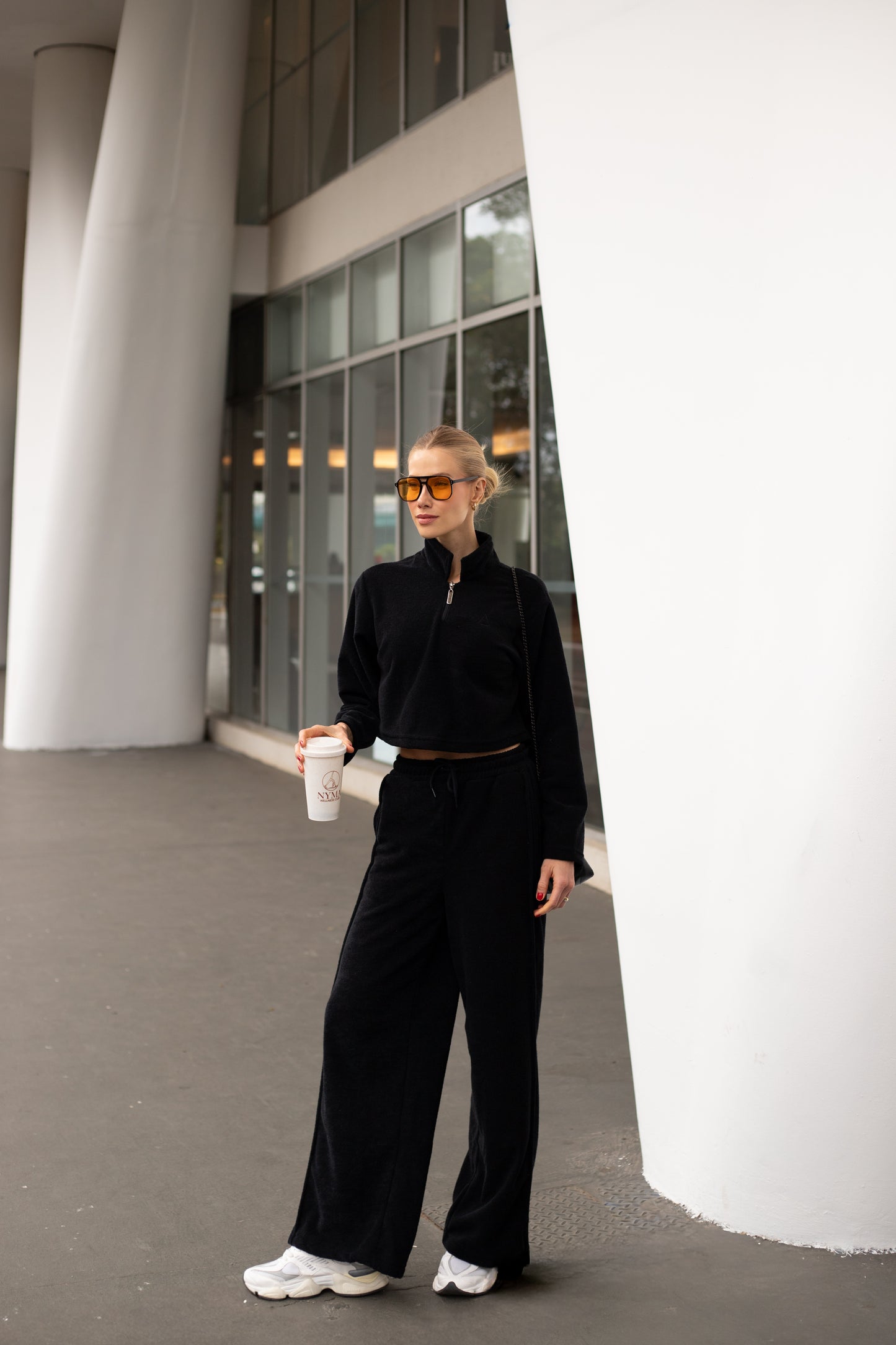 Wide Leg Boucle Black