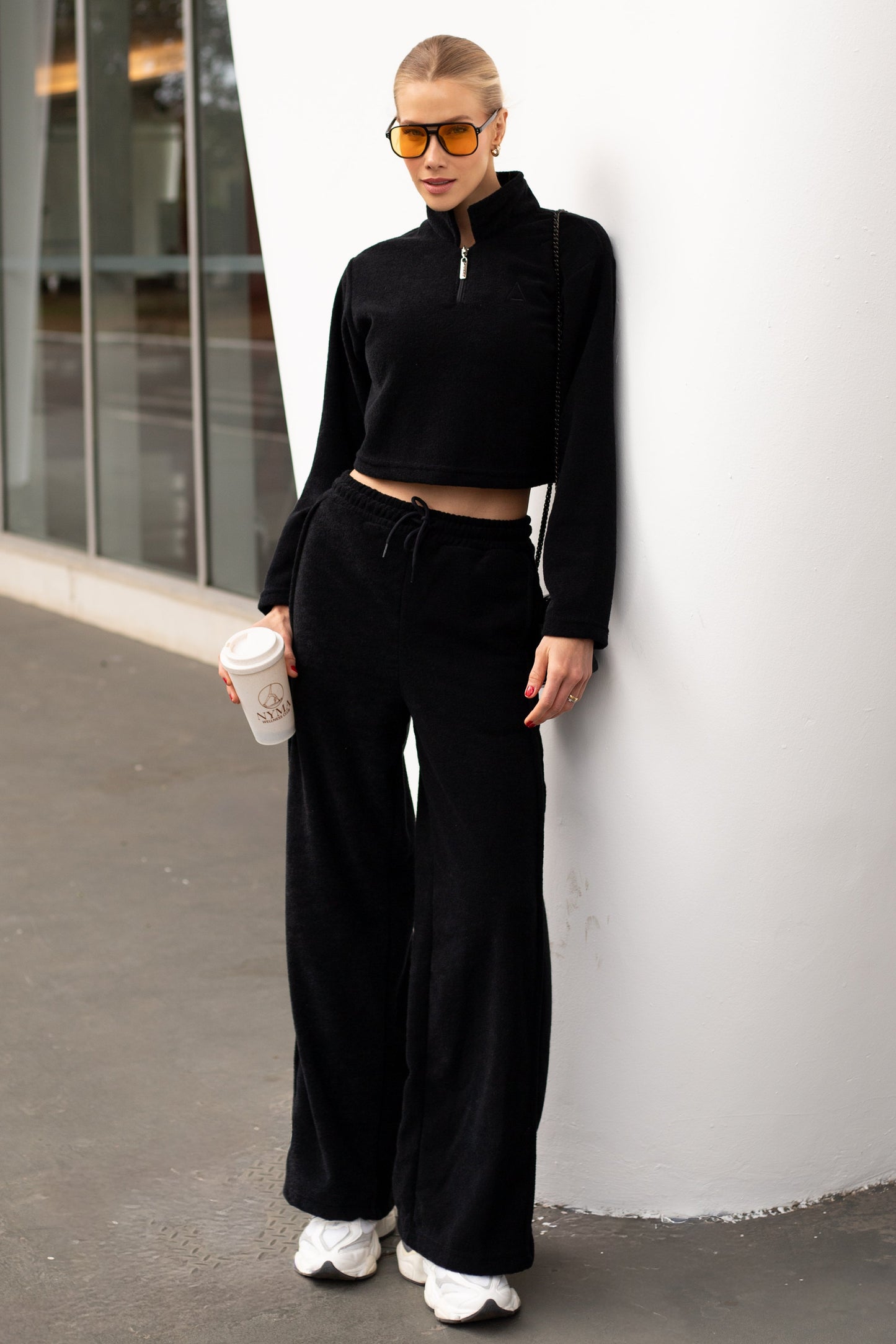 Wide Leg Boucle Black