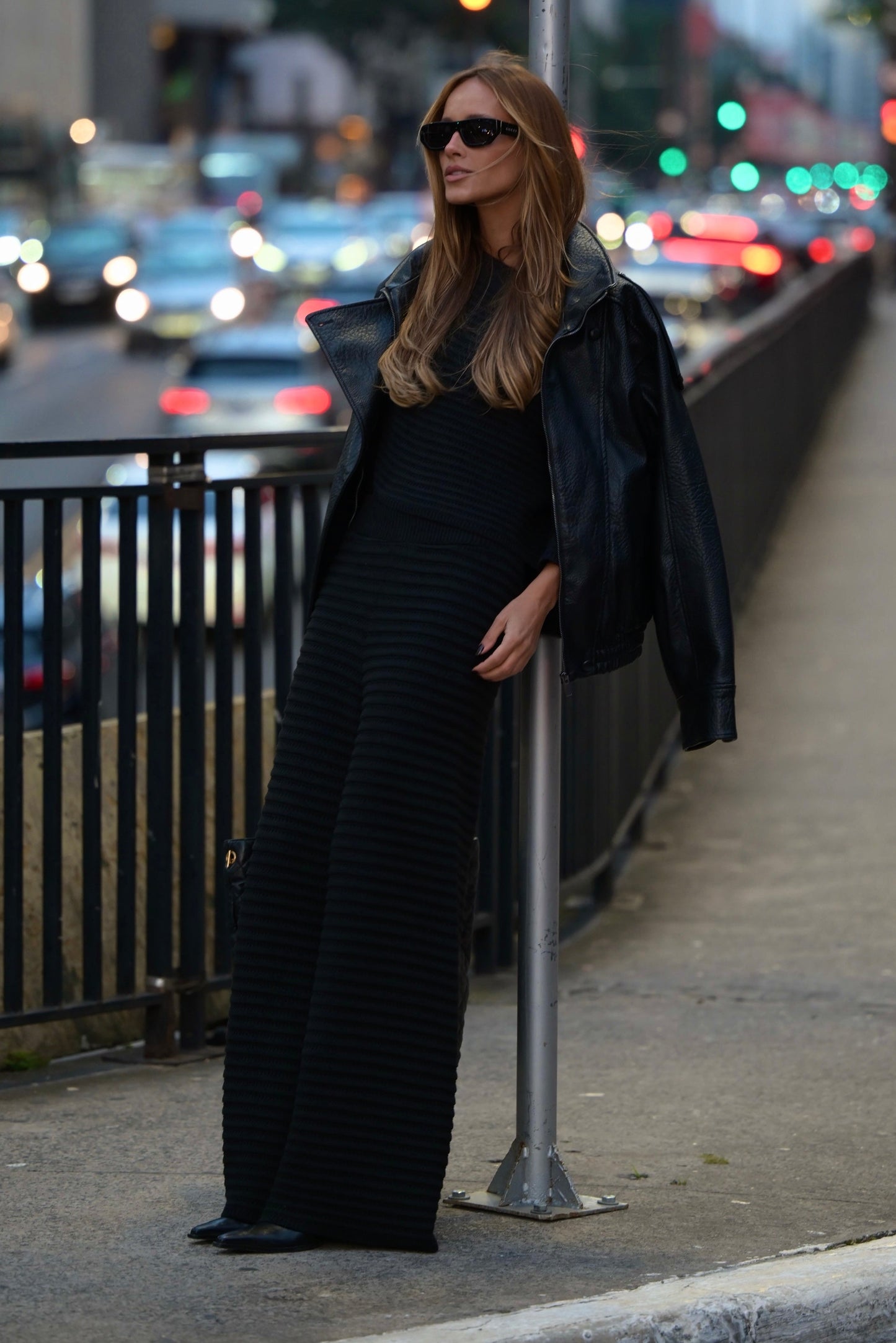 Tricot Wide Pants Black