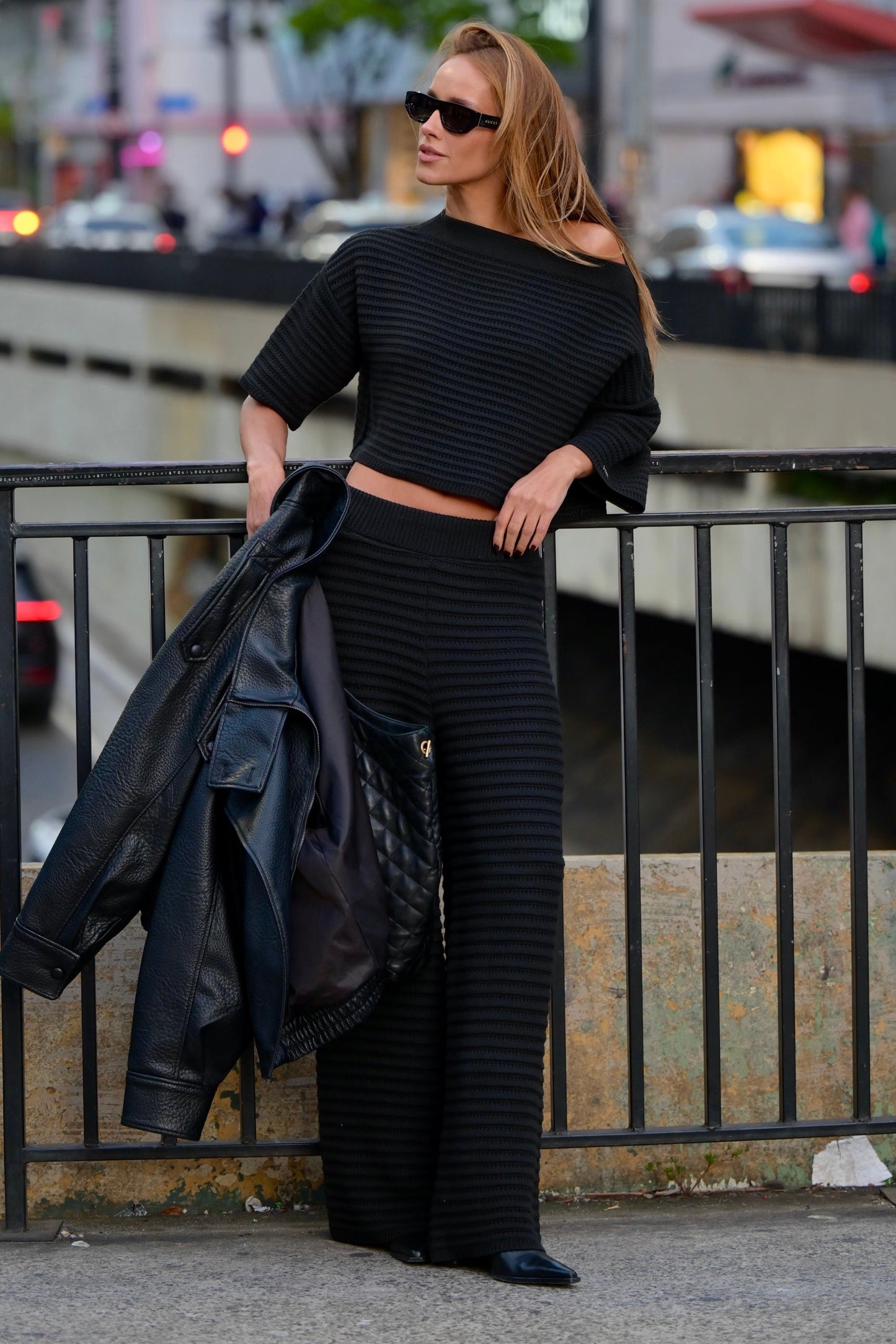 Tricot Wide Pants Black