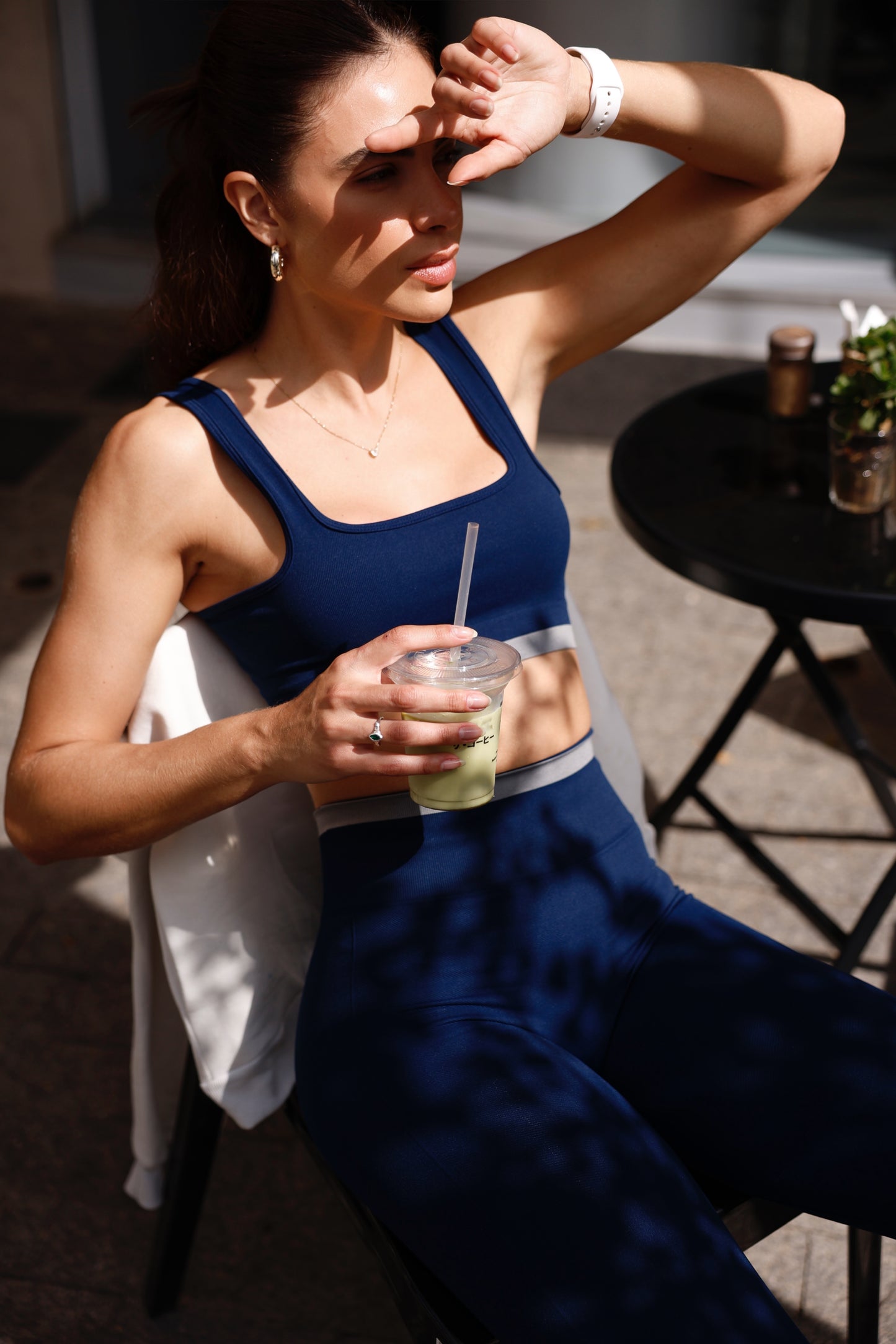 Top Stripe Seamless Azul Marinho&Rhodium