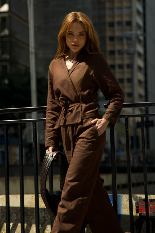 Kimono Linho Dark Brown