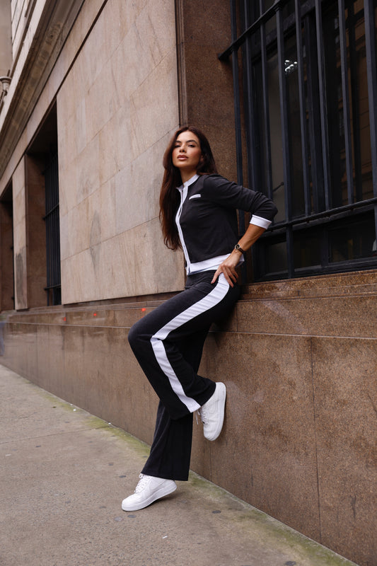 Calça Wide Leg Cozy Black&White