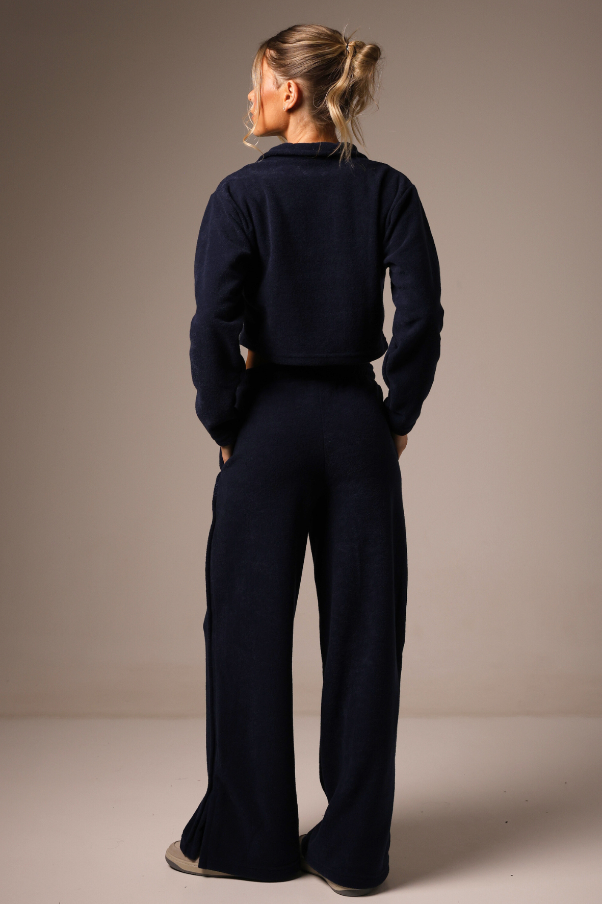 Wide Leg Boucle Navy Blue