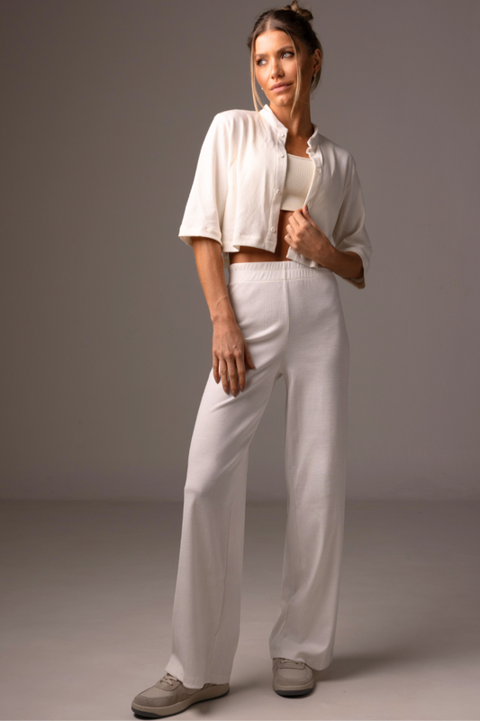 Hight Waist Wide Leg White