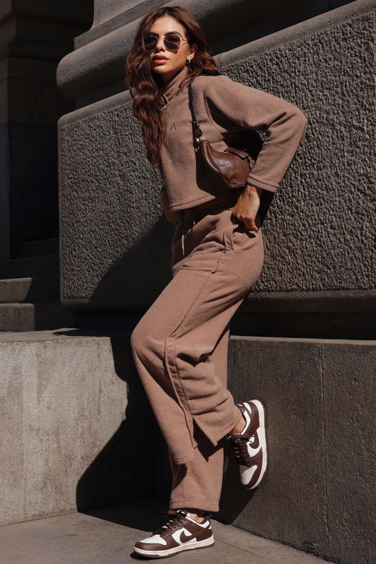 Wide Leg Boucle Brown