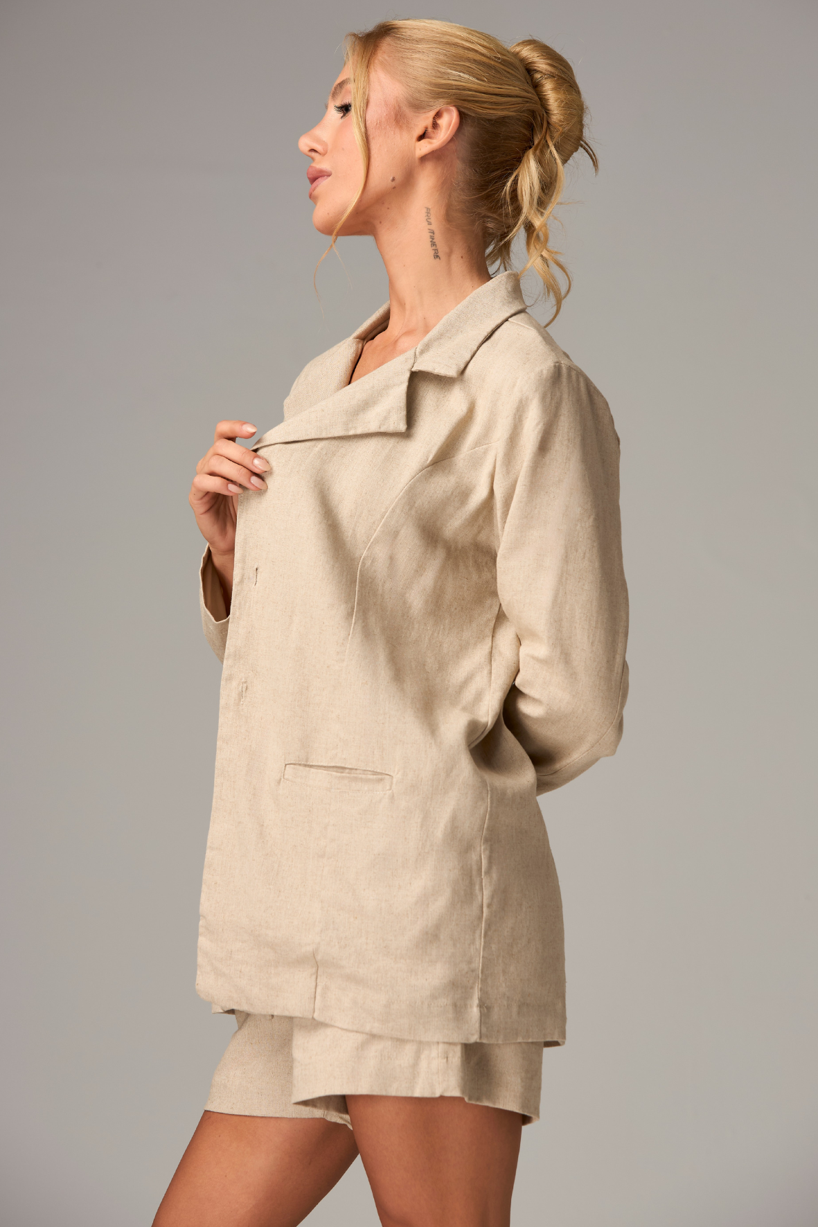 Blazer Wide Linho Crude