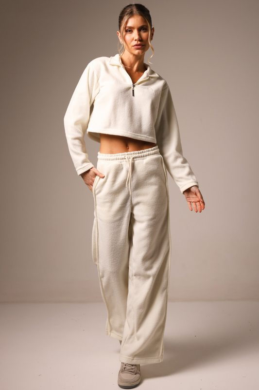 Wide Leg Boucle White