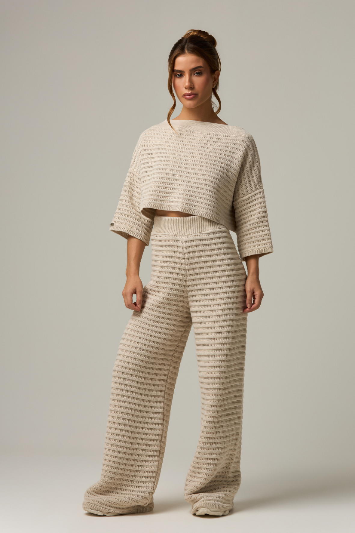 Tricot Wide Pants Off White