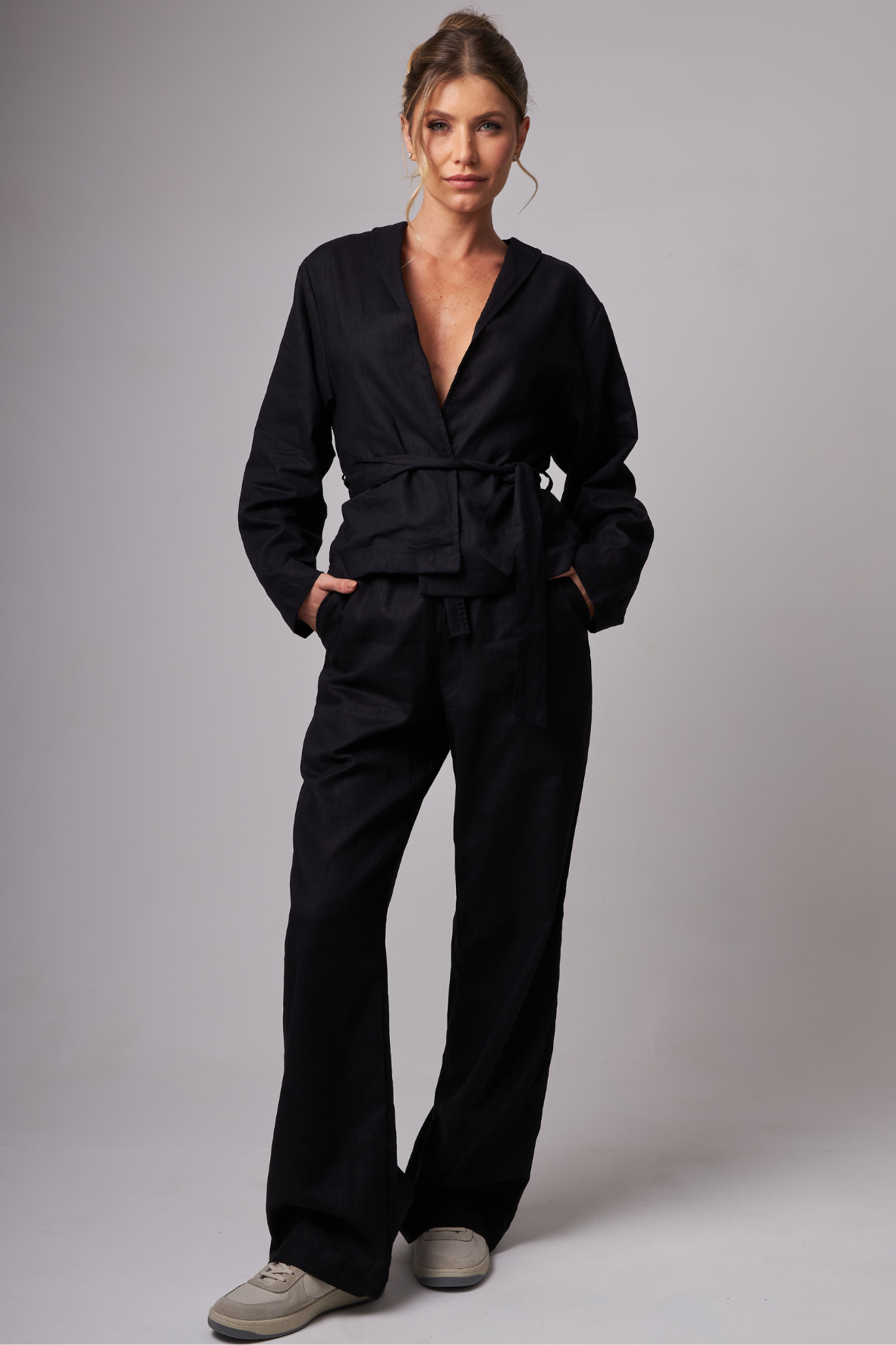 Wide leg Linho Black