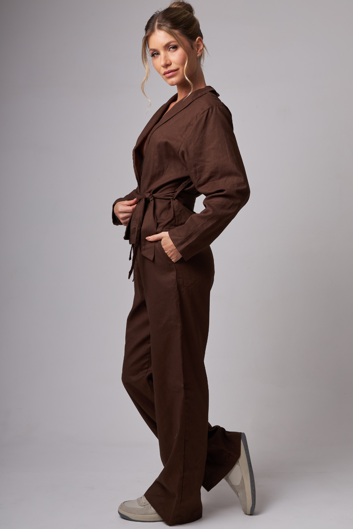 Kimono Linho Dark Brown