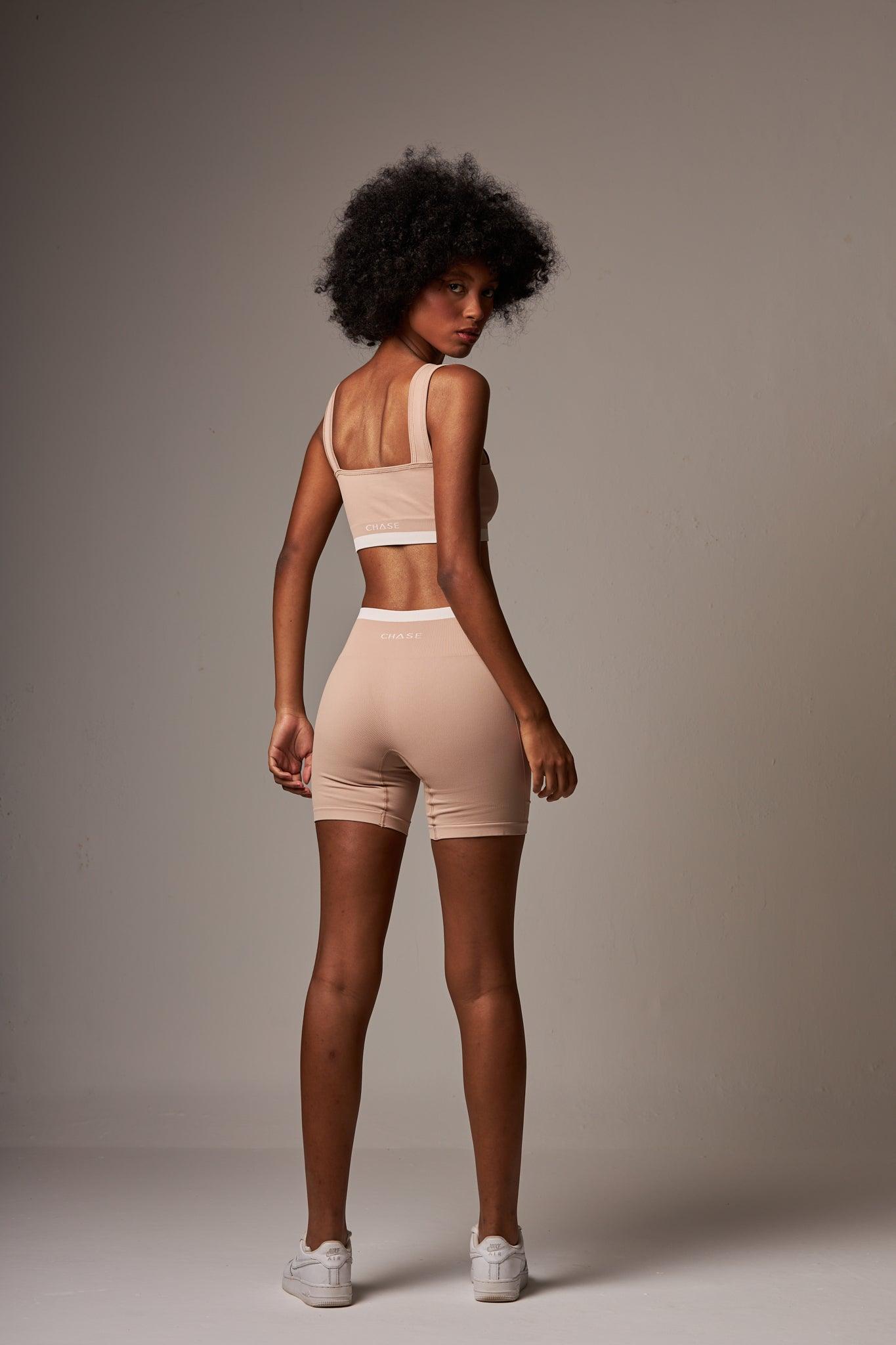 Short Stripe Seamless Brown Nude - chasebrasil.com